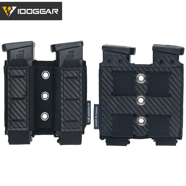 IDOGEAR Tactical Mag Pouch Carbon Fiber AntiSlip Laser Cut 9mm Double MOLLE  Pouch 3590 - AliExpress