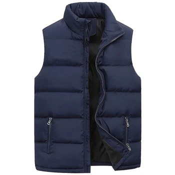Mens Vest Jacket Warm Sleeveless Jackets Winter Waterproof Zipper Coat Autumn Stand-up Collar Casual Waistcoat Brand Clothing 4