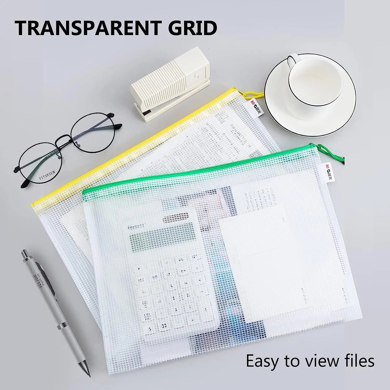 Large Mesh Zipper Pouch Bags 12 X A4 Zipper Bags Document Clear Plastic Transparent Storage - View #11