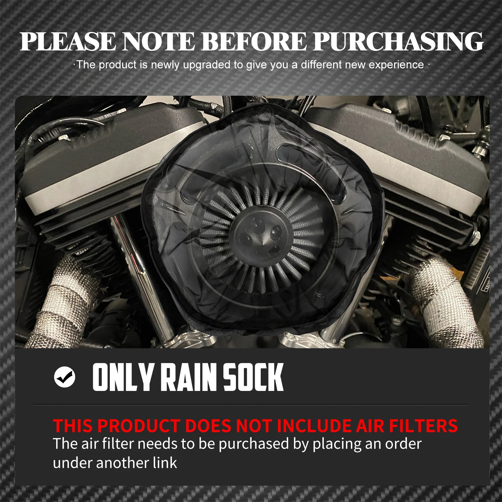 Motorrad Regen Socke Luftfilter Abdeckung Wasserdichte Schutzhülle Schwarz Für Harley Touring Dyna Softail Sportster 883 1200 48 72 – Detail 4