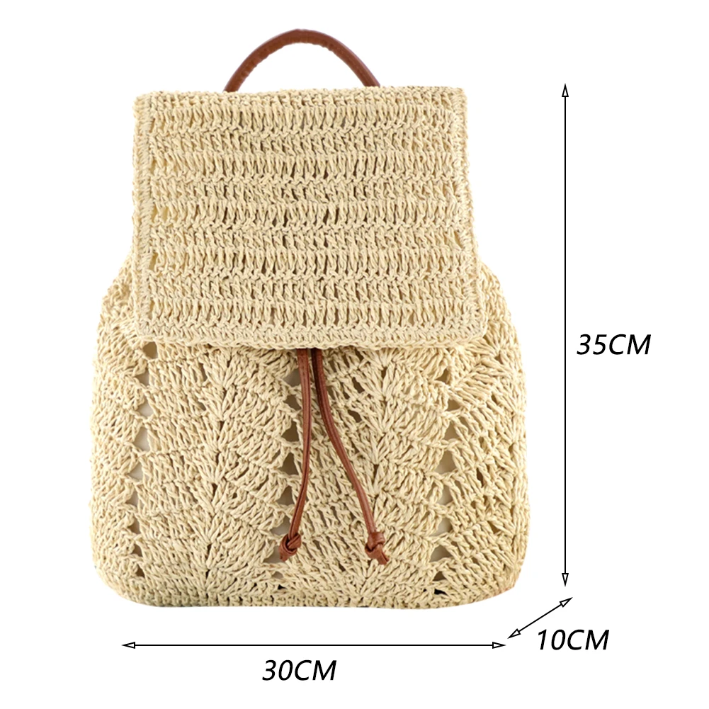 Women's Straw Backpack Summer Boho Bohemian Hollow Shoulder Bag Hobo Crochet Woven Travel Bags for Women Knitted Beach Back Pack