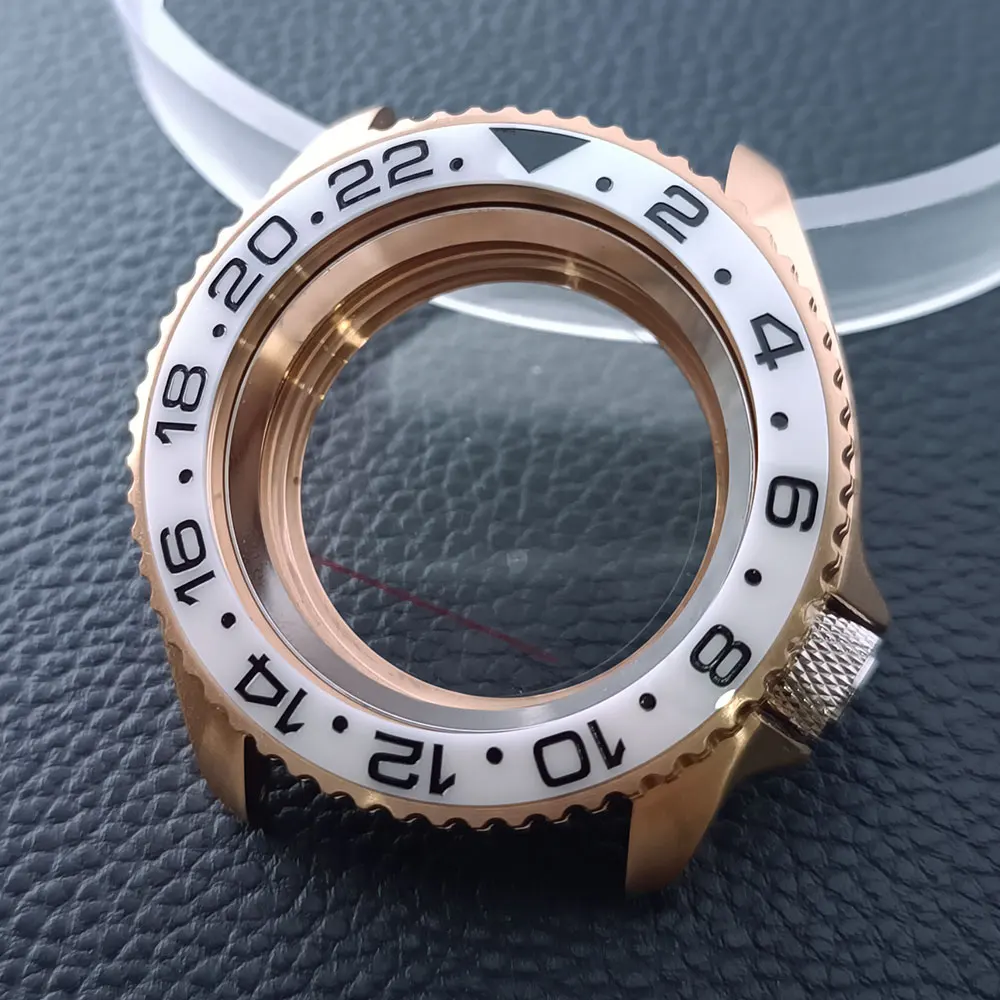 42mm Gold/Rose Gold Steel Watch Case with Sapphire Glass and 22mm Strap