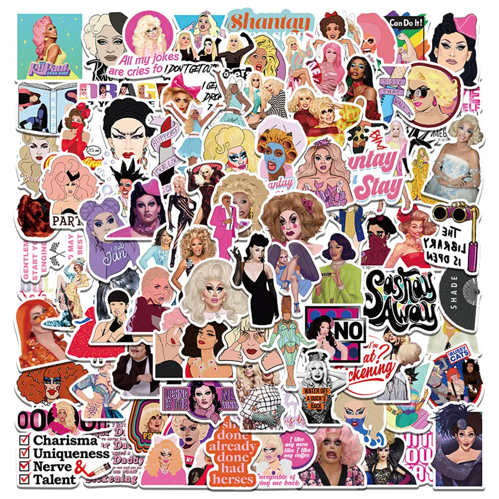 

50/100pcs TV Show RuPaul's Drag Race Stickers Waterproof Cartoon Sticker for Laptop Water Bottle Luggage Scrapbook Girls Toy