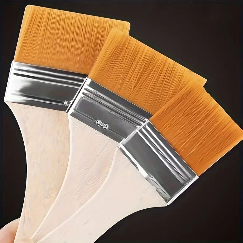 5pcs Assorted Nylon Paint Brushes with Wooden Handles-Ideal for Acrylic, Oil, Varnishes, Watercolor-Perfect for Students