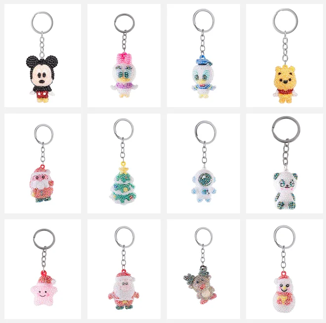 DIY Diamond Painting Keychain Disney Mickey Mouse Donald Duck Diamond