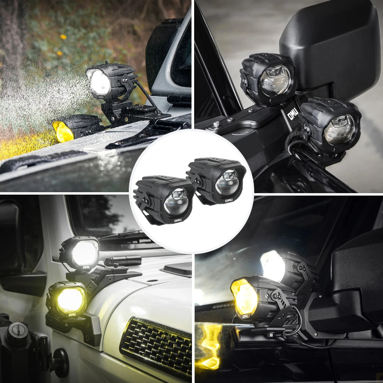 OMU 4x4 보조 스포트라이트 LED 안개등 오프로드 라이트 초고휘도 상하향등 전환 가능 지프 차량 트럭 SUV ATV 등에 적합