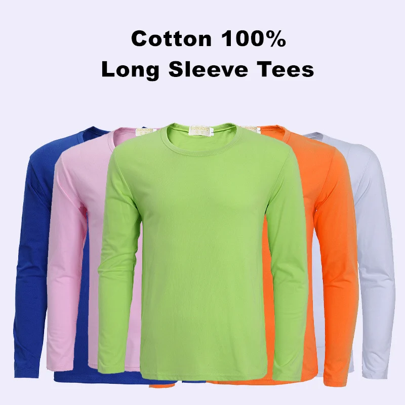 

MRMT 2023 Brand New Women's Long Sleeve T-Shirt Round Neck Slim Lycra Cotton Men's Pure Color Autumn Clothes Base Shirt