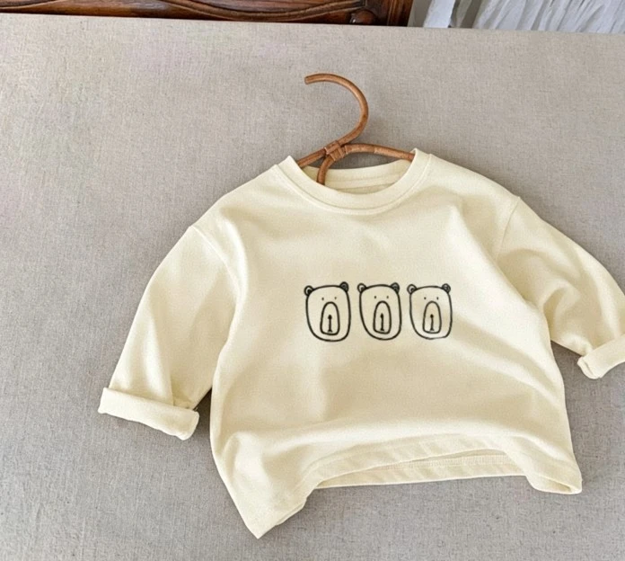 키즈 미니멀리스트 세 마리 곰 프린트 티셔츠 반팔 및 긴팔 부드러운 면 캐주얼 상의 남아 여아 9M-6T 의류