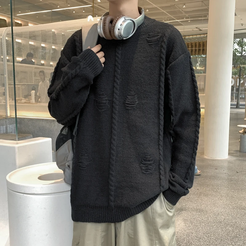 

New Autumn Winter Solid Knitwear Sweater Men Slim Fit Knitted Pullovers Mens Fashion Mockneck Pullover Knitted Sweaters Men A96