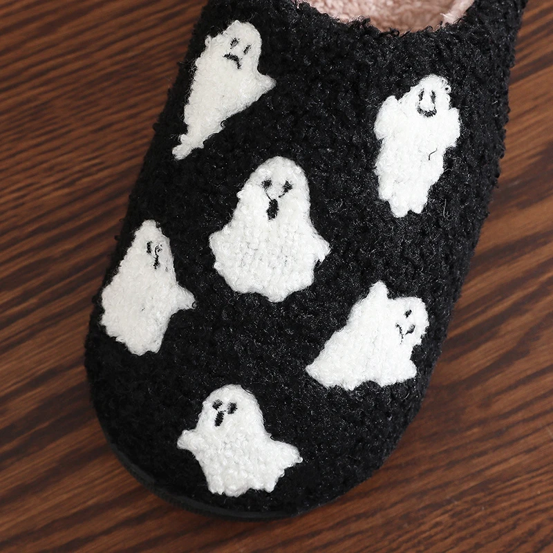 Women's Winter Warm Home Slippers Indoor Comfortable Non-slip Cotton Shoes Women 2025 Embroidery Soft Sole Plush Slipper Couple