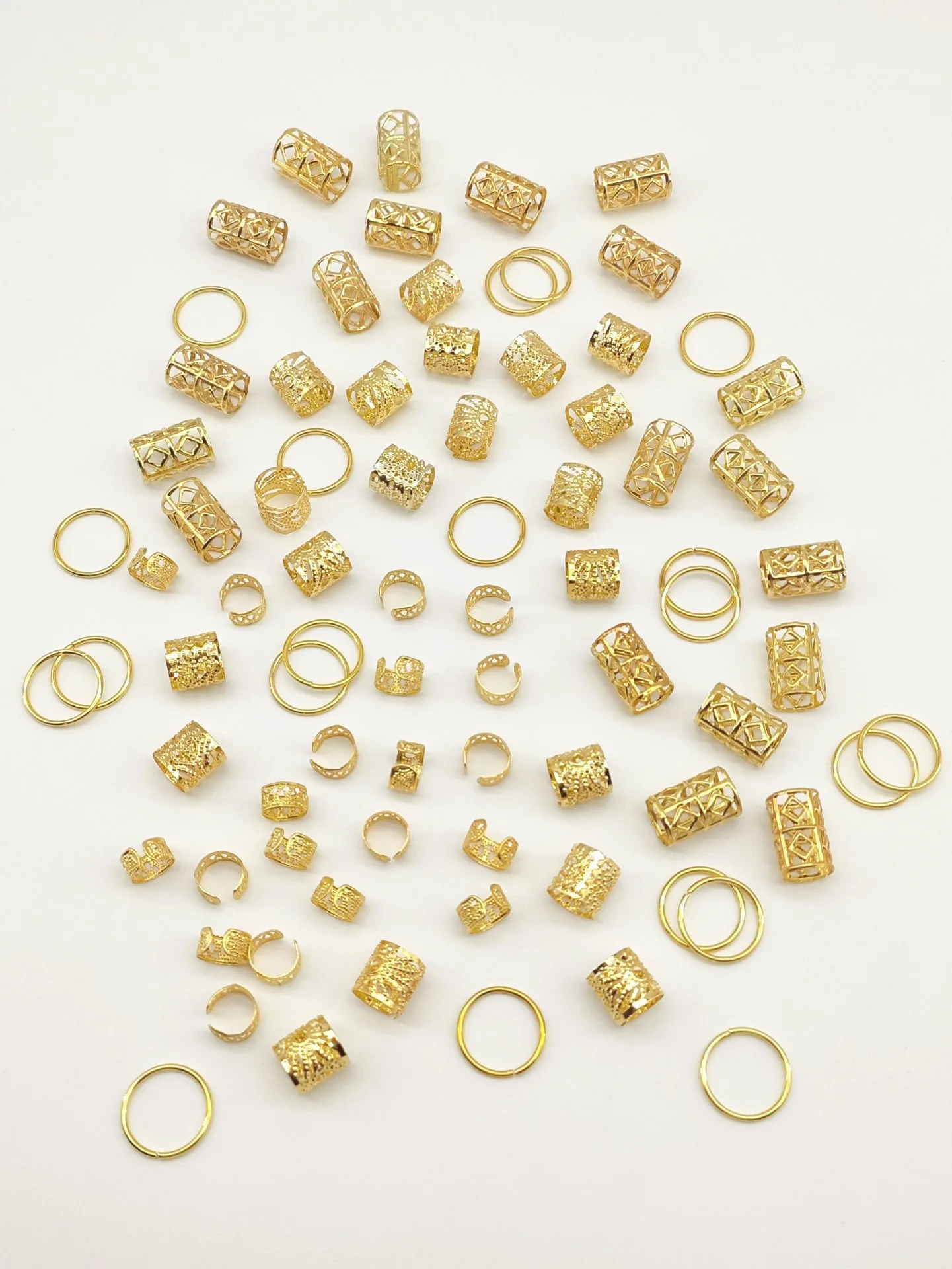 머리 띠에 대 한 황금 머리 반지 80 개/갑 머리 구슬 머리 띠 머리 반지 히피 스타일 헤어 액세서리 머리 띠에 대 한 Loc 헤어 쥬얼리