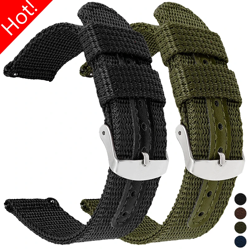Stylish Nylon Braided Bracelet Strap, Adjustable 18-24mm