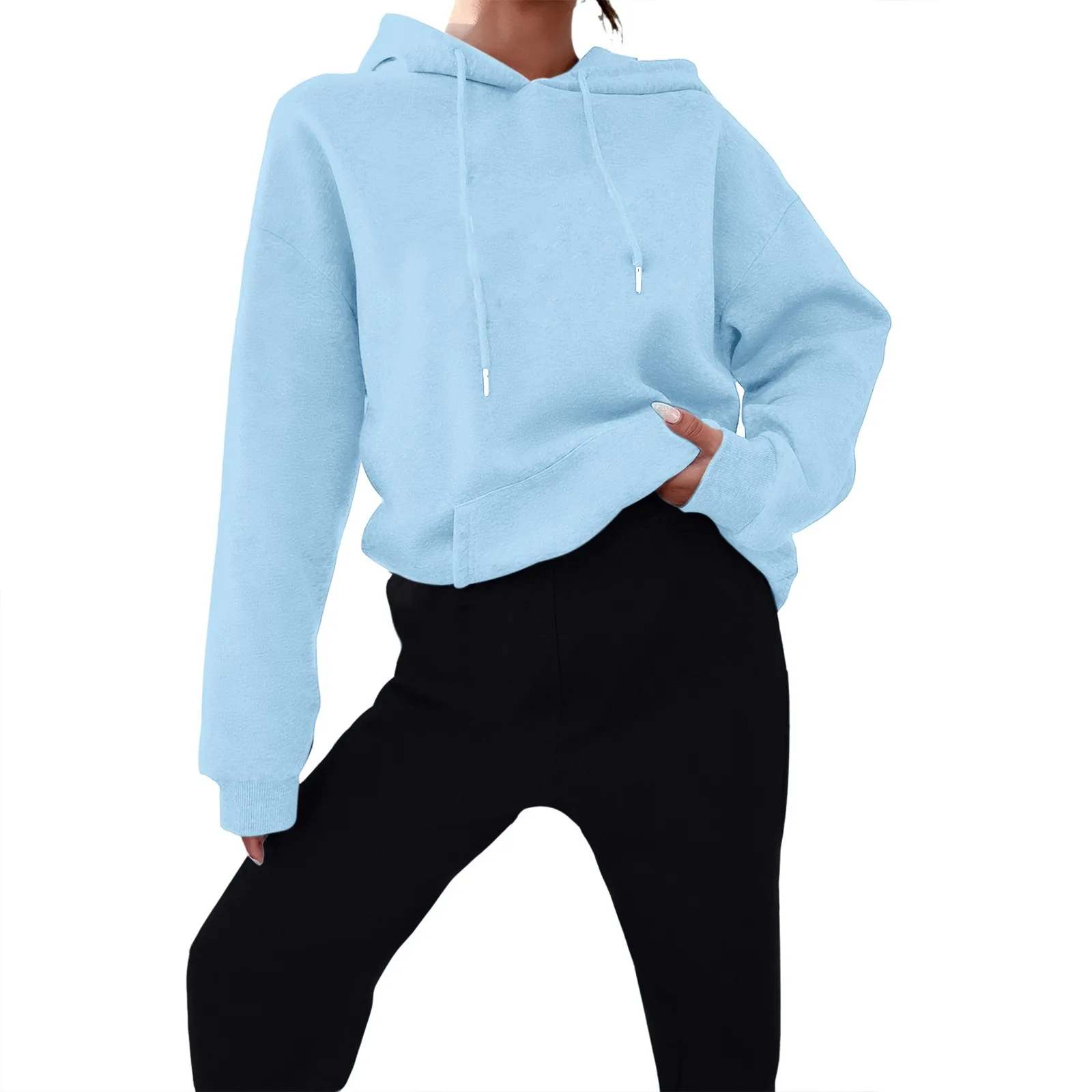 

2023 Women's Pants Set Hooded Sweater+Casual Pants With Pockets Two Piece Set Multi Color Long Sleeve Solid Color Bridal Romper