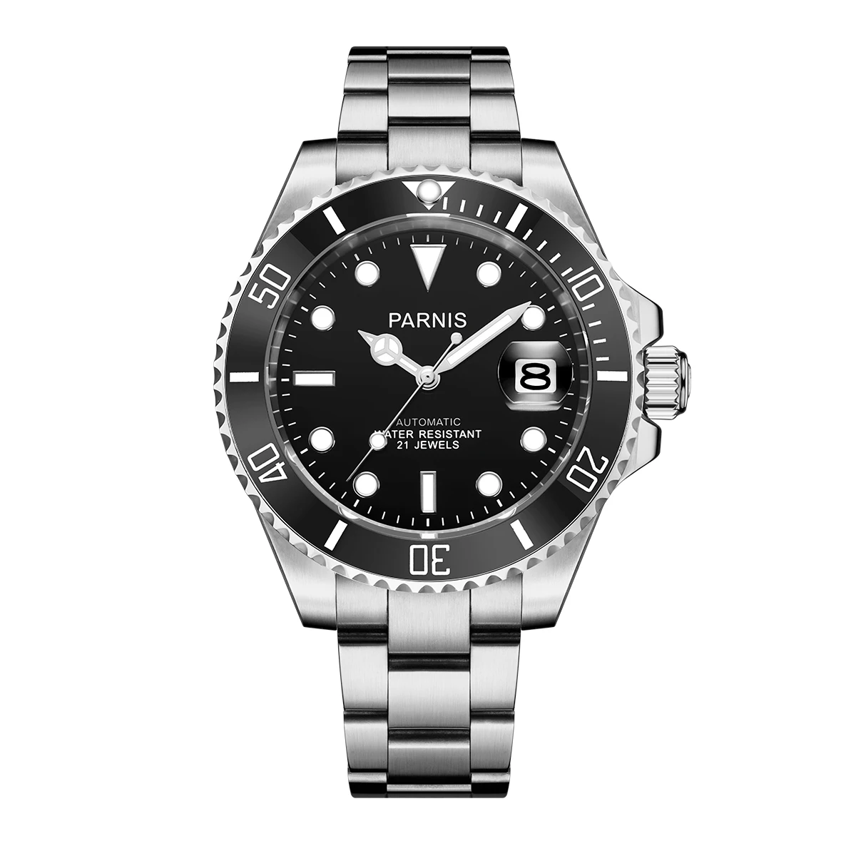 

Parnis 40mm Black Dial Automatic Mechanical Men's Watch Calendar Sapphire Crystal Waterproof Wristwatches Man reloj hombre 2024