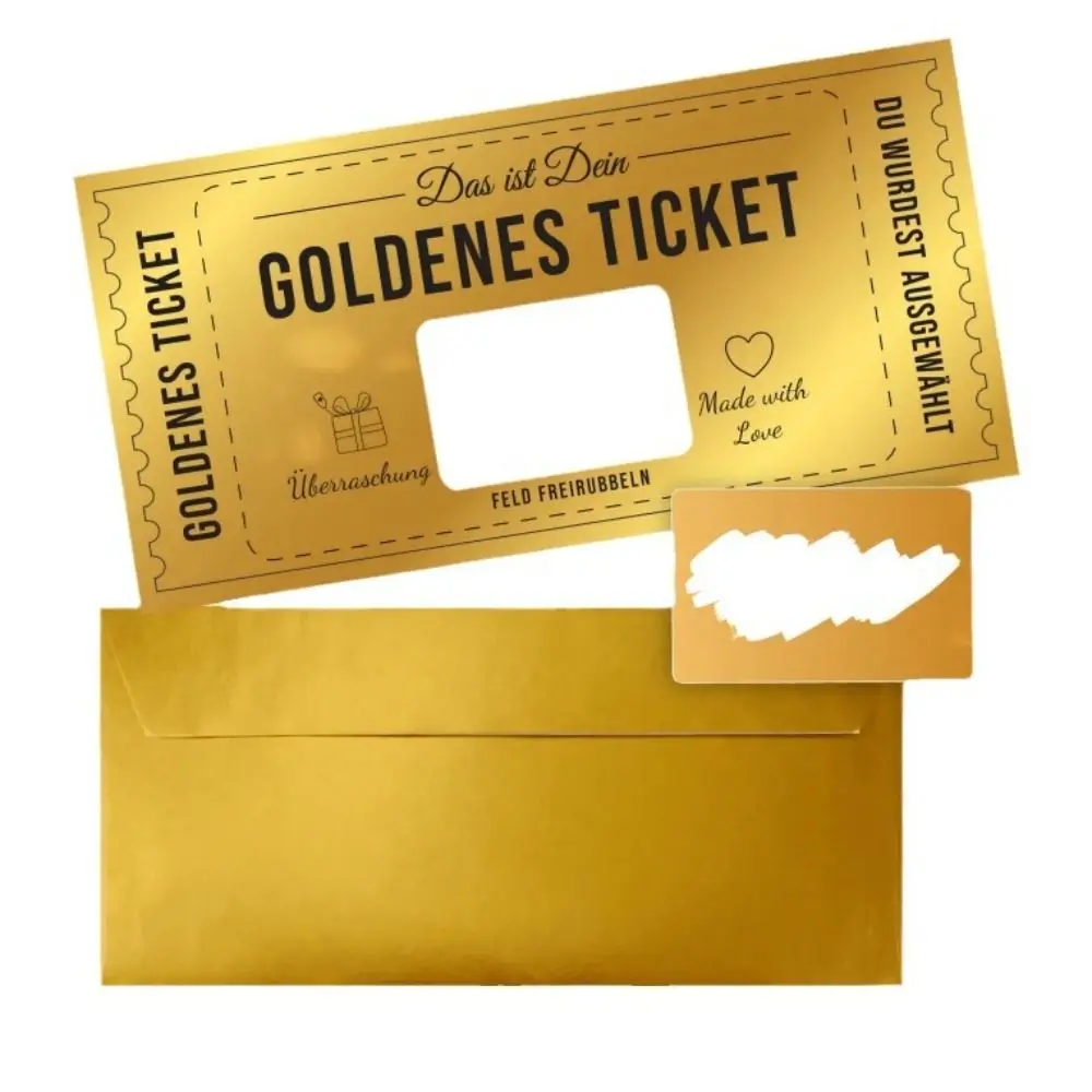 Ticket Scratch Card with Envelope Scratch Off Ticket Surprise Gift Reveal Wedding Card Concert Cinema Voucher Raffle Gift