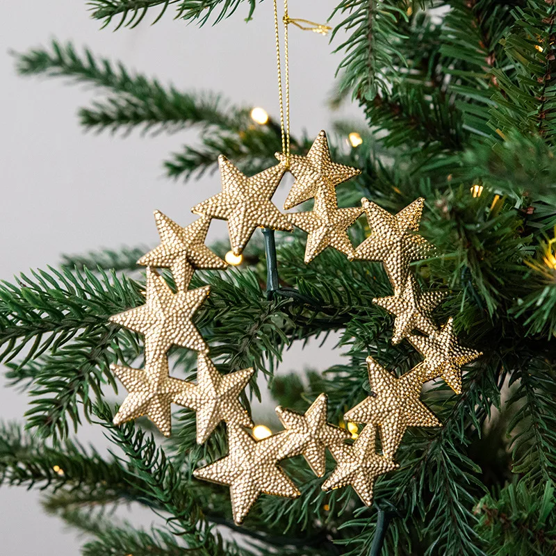 Christmas Pendants Stars Deer/Snowflake/Angel for Xmas Tree Hanging DIY Crafts Kids Gift Ornament Christmas Party Decorations