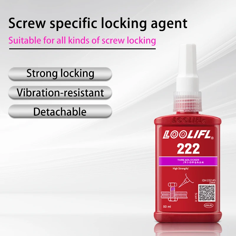 LOOLIFL 222 Threadlocker, anaerobic adhesive, anti-loosening agent, suitable for mechanical reinforcement, to prevent rust 50ml 6