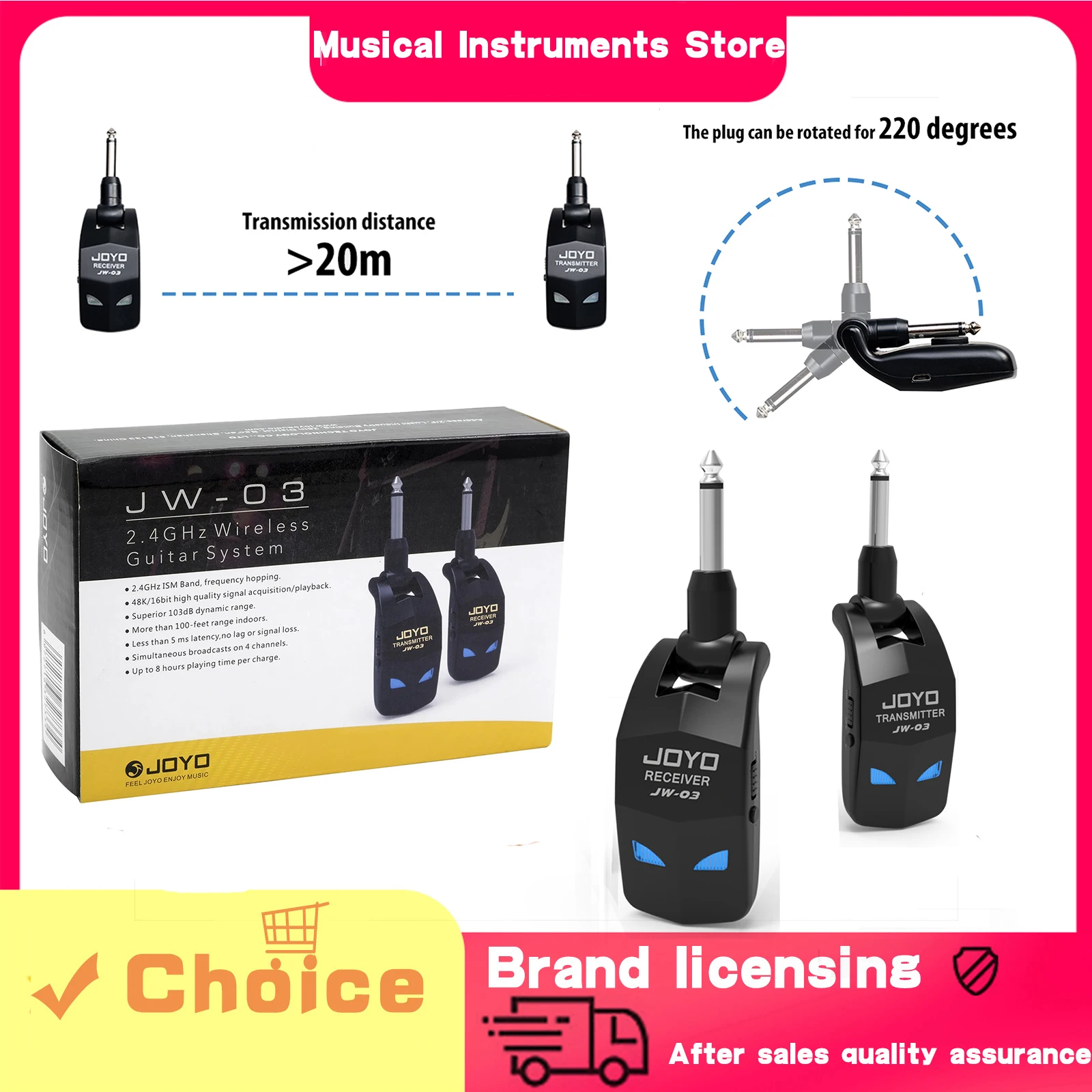 JOYO Wireless Guitar Transmission System 2.4GHz 4 Channels Wireless Guitar Transmitter and Receiver Multi-Set Combination
