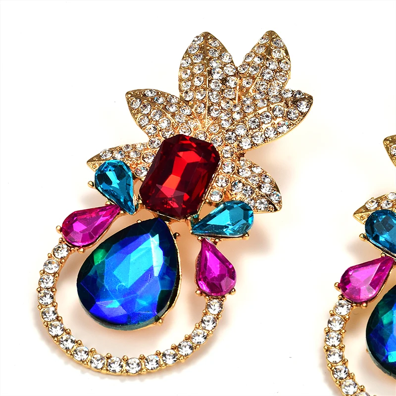 Bohemian Colorful Crystal Glass Metal Earrings 5