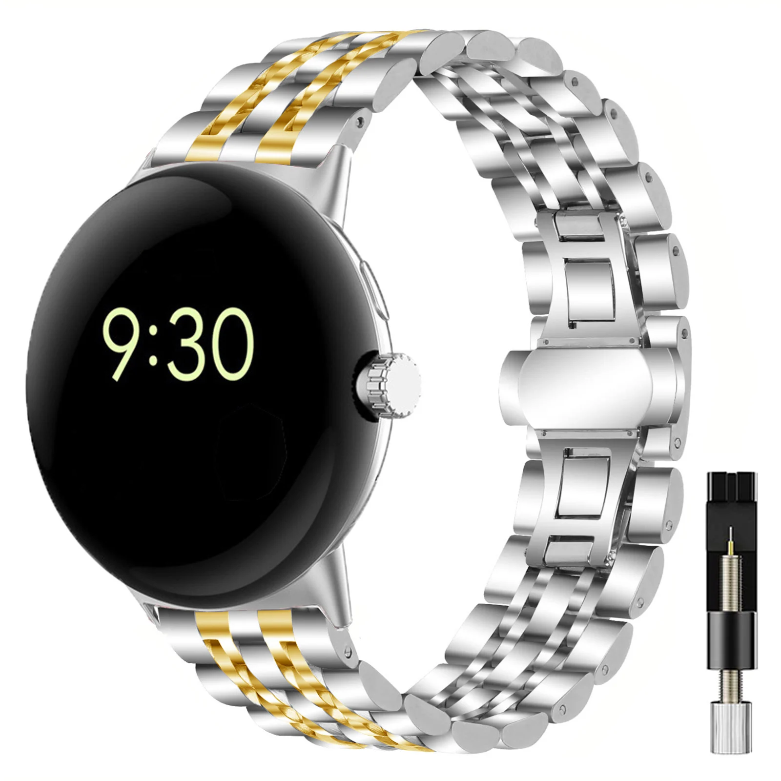 Sleek Adjustable Stainless Steel Metal Watch Strap