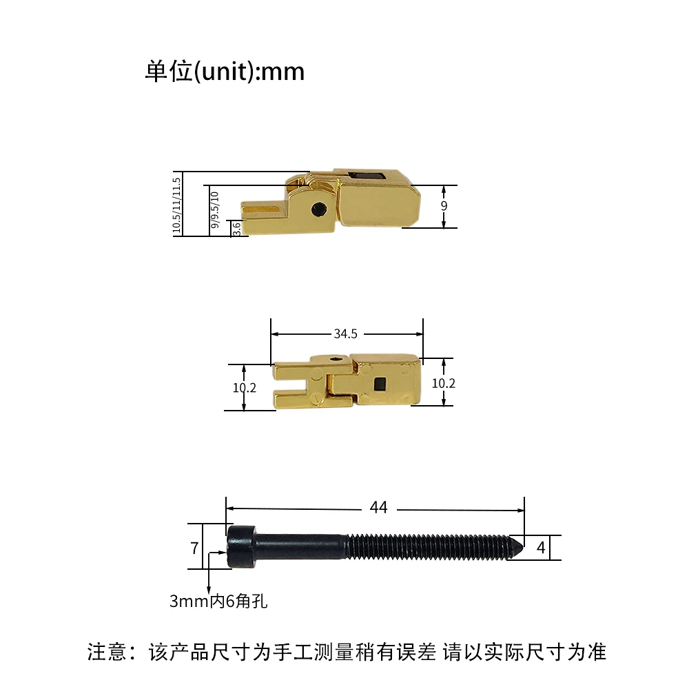 6 Stück E-Gitarre Doppelverriegelungssystem Locked String Sättel Tremolo Brücke Schwarz/Chrom/Gold – Detail 11