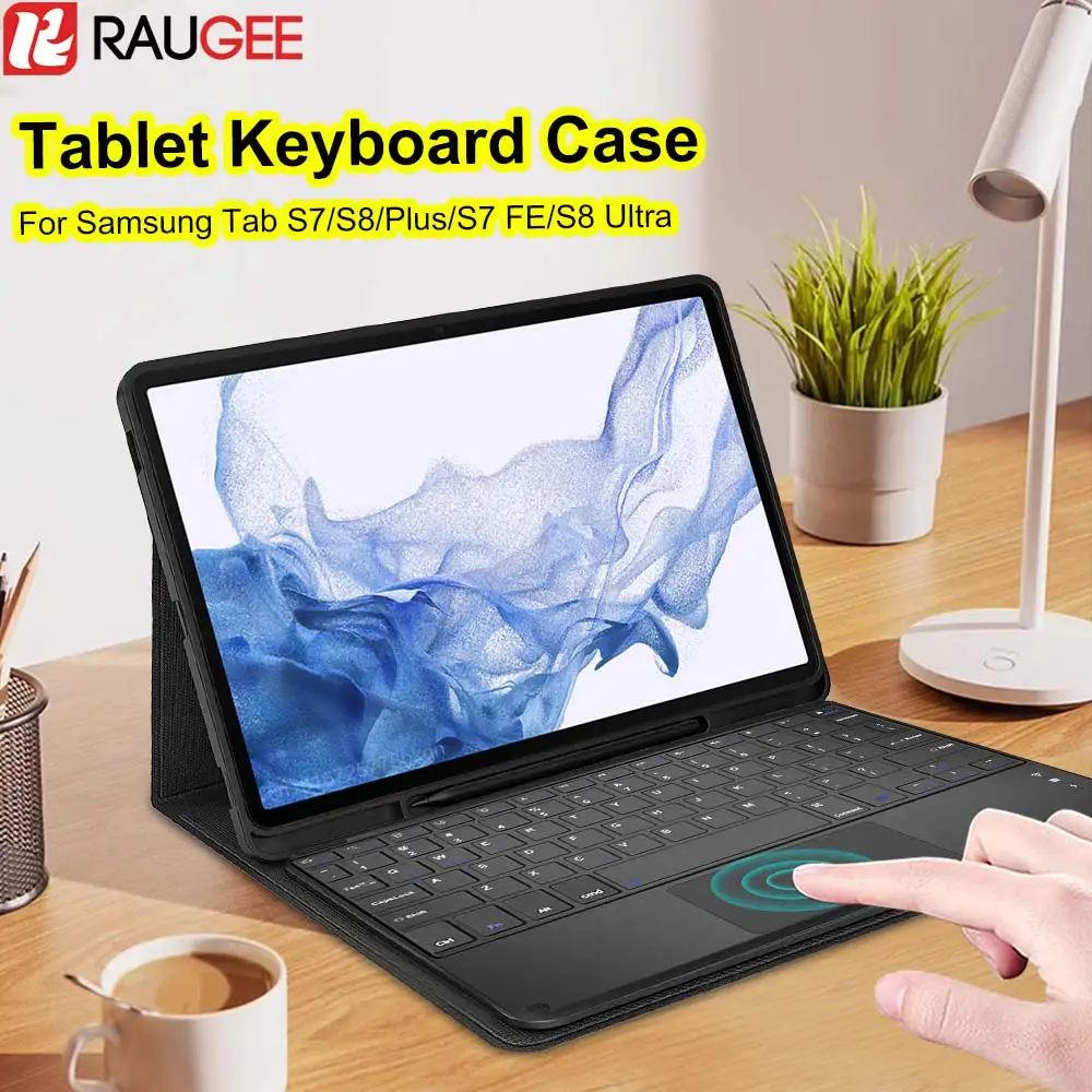 

Чехол с клавиатурой для Samsung Galaxy Tab S7 FE S8 Plus, Ультра чехол, беспроводная Bluetooth-клавиатура для планшета, чехол для Tab S6 Lite A8