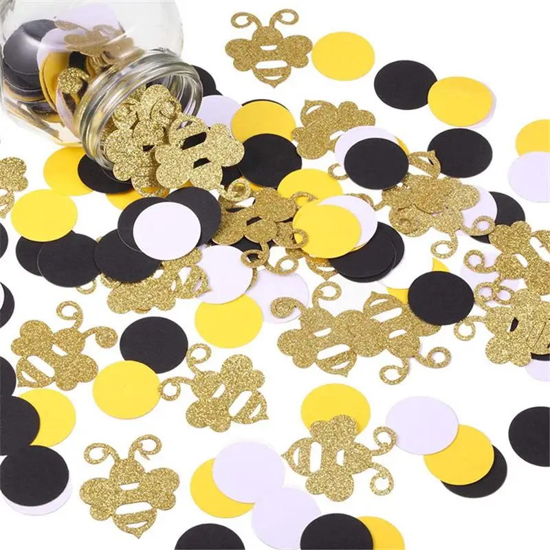 

Украшение для стола на день рождения, с пчелами, конфетти, декоративные бумажные украшения «сделай сам» для свадебной вечеринки, искусственные принадлежности