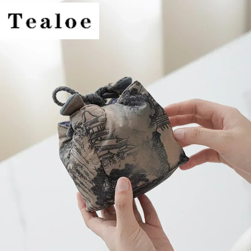 Chinese Retro Thickened Tea Cozies Travel Portable Storage Bag Package For Tea Set Teapot Quick Cup Kettle Bag Tool Teaware
