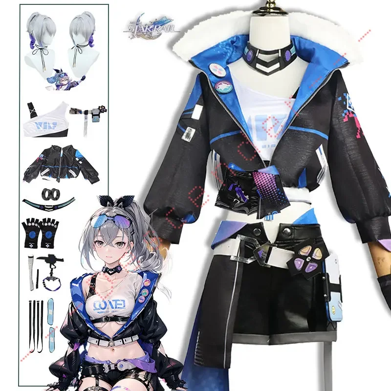 

Honkai Star Rail Silver Wolf Cosplay Costume Wig Game Uniform Glasses Earrings Stellaron Hunters Hacker Halloween Party Women