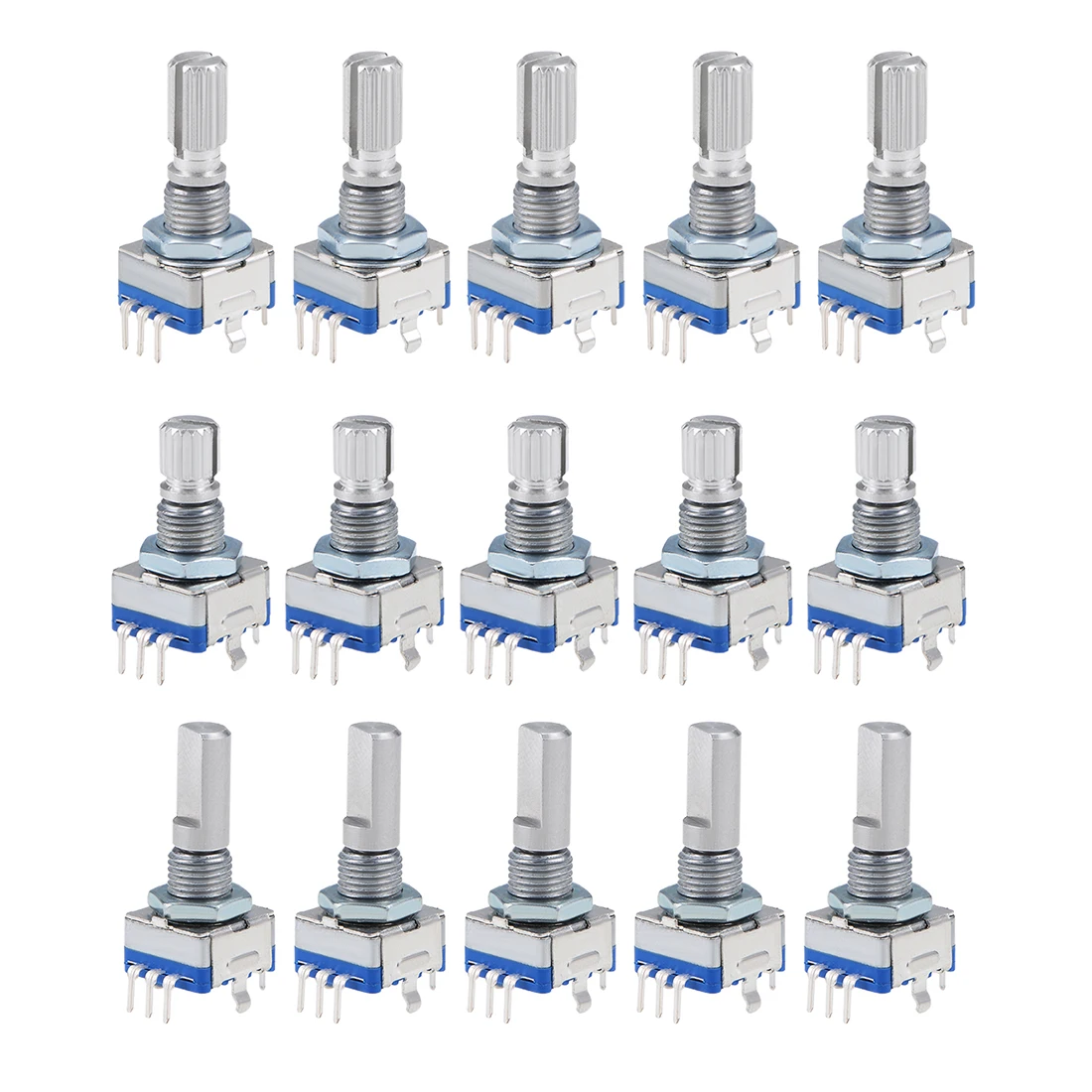 

UXCELL 10Pcs 360 Degree Rotary Encoder EC11 Code Switch Digital Potentiometer 7 Pins 15mm/20mm (D) Shaft for Mechanical Systems