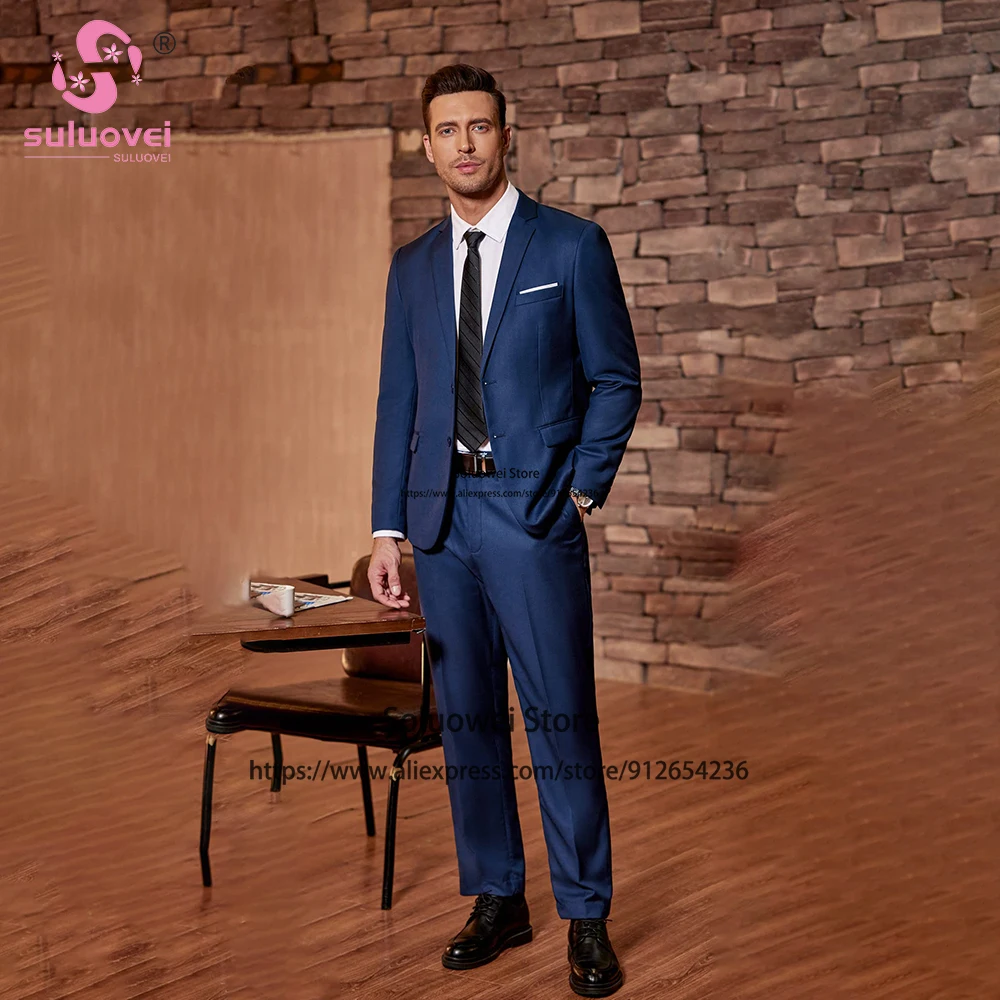 Classic Slim Fit Suits For Men Wedding 2 Piece Pants Set Formal Groom Dinner Party Prom Tuxedo Blazer Costume Homme Pour Mariage