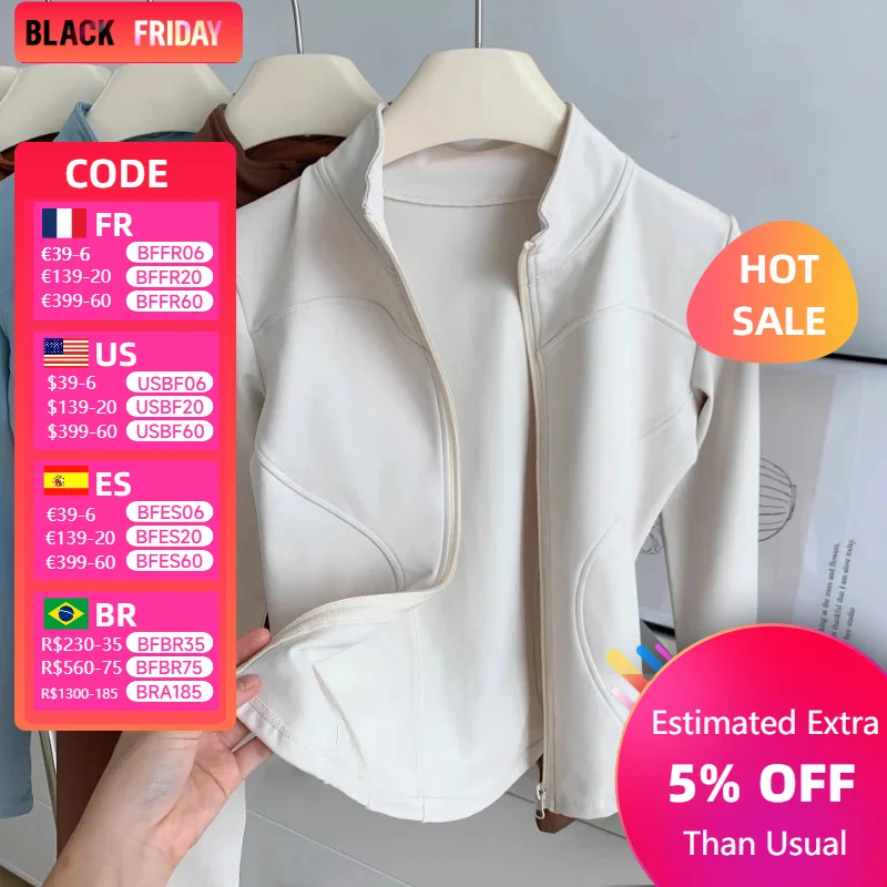 Women's Yoga Suit High-end Standing Collar Long Sleeved Sports Jacket Running Training Fitness Top Windproof Running Suit