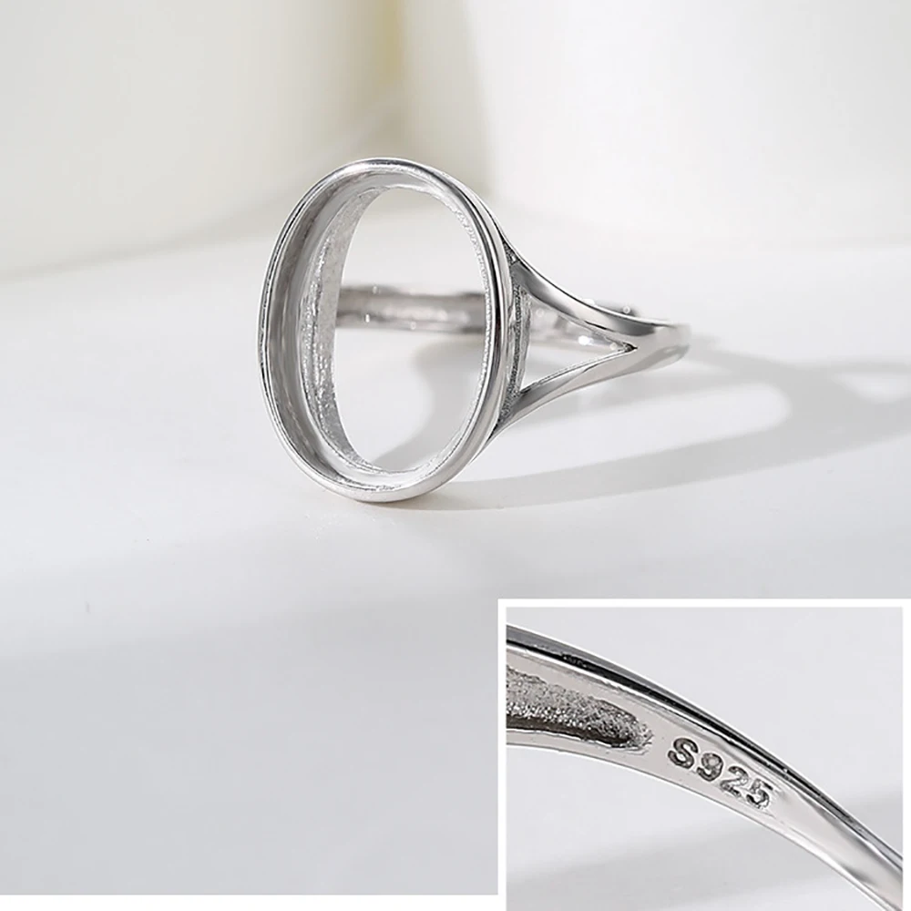 925 Silver Ring Blank fit 5X7mm/6X8mm/7X9mm/8X10mm/10X14mm/12X16mm/13X18mm Oval Stone Adjustable Ring Mounting DIY Jewelry