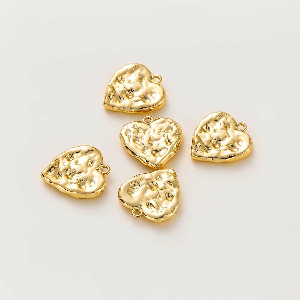 

4Pcs 16*17mm 14K/18K Gold Color Plated Brass Heart Pendants for DIY Necklace Charms Pendant Jewelry Making Accessories