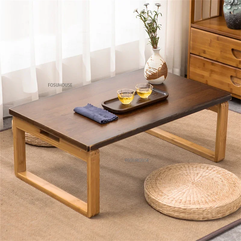 Solid Wood Folding Small Table Japanese Tatami Kang Table Bedroom Simple Sitting Low Balcony Bay Window Coffee Tables M