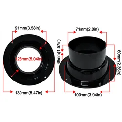 Black ABS Bevel Flange Adapter for Air Ventilation Hoses (50 - 160mm) (75mm)