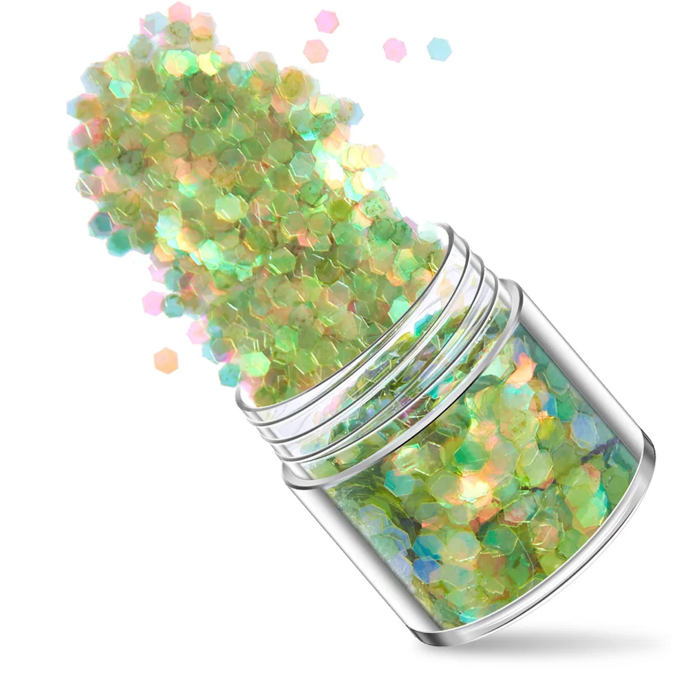 Summer Light Green Gradient Nail Sequins Glitter Holographic Flakes
