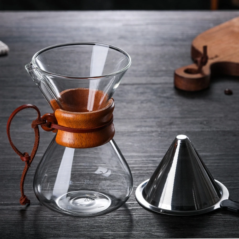 Hand Brewed Coffee Sharing Pot Filter Screen Glass Coffee Filter Cup Coffee Pot Set Drip Small Household Glass Pot Coffee Jar