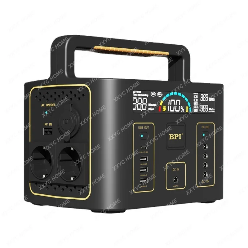 

500W Outdoor Power Supply Black with Light Portable Solar Panel 220V Outdoor Mobile Power Supply