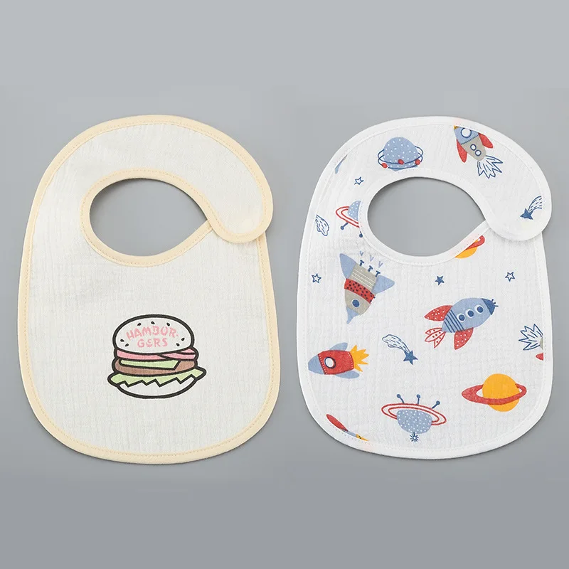 2pcs/set Summer Waterproof Baby Bibs New Cute Cotton Infant Bib Newborn Burp Cloths for Kids Boy Girl Soft Feeding Saliva Towel