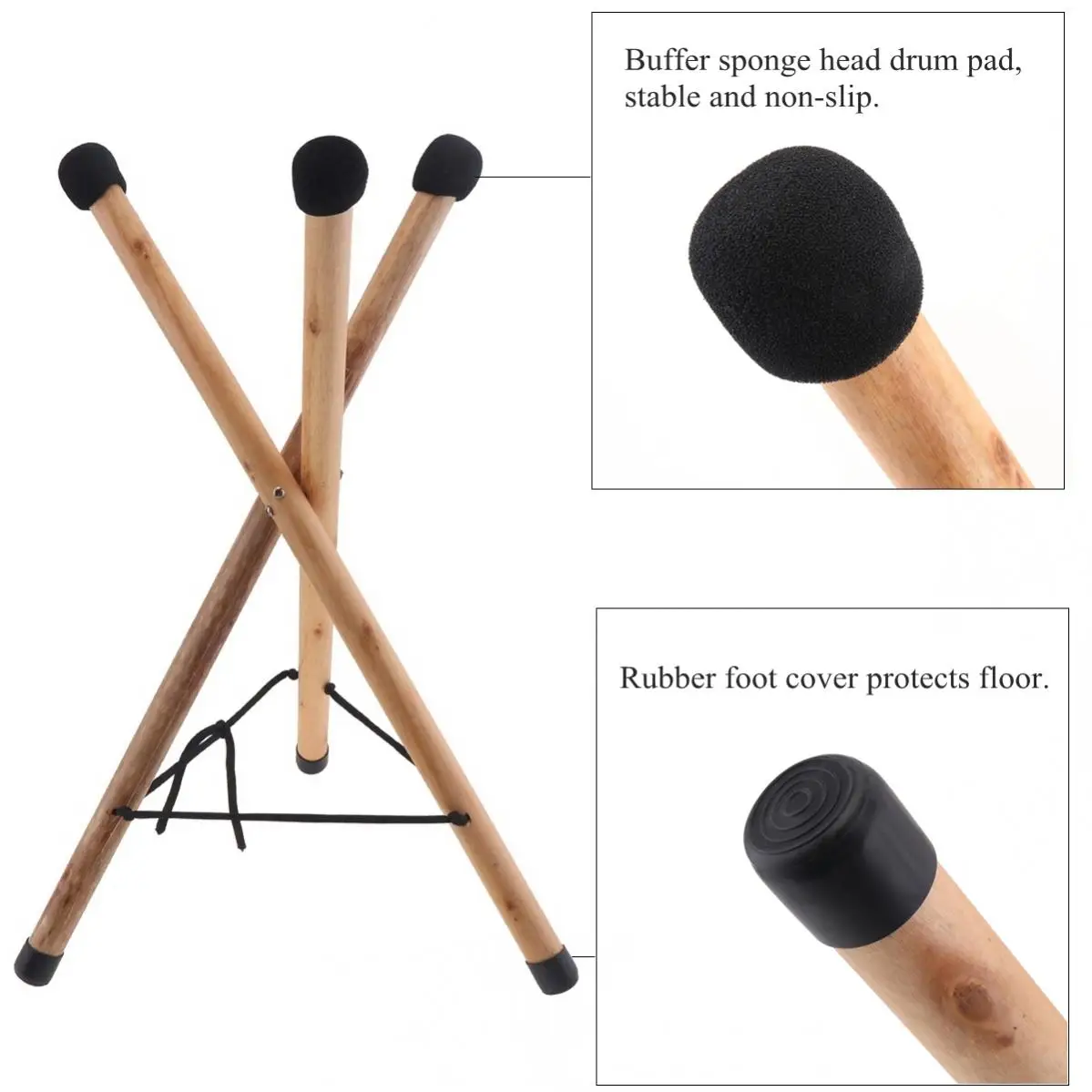Tongue Hand Drum Stand Support Wood Floor Triangle Bracket Hang Handpan Universal Folding Portable For drums above 10 inches Drum Stand