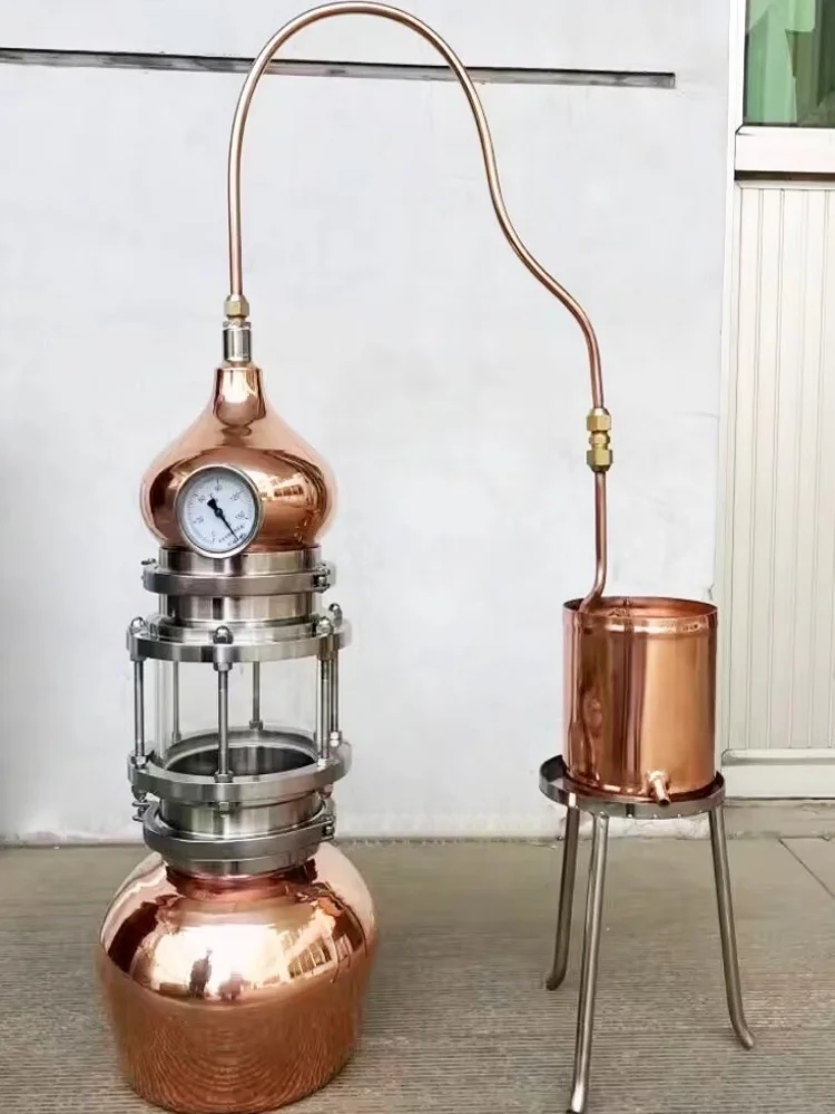 5L Perspective Distillation Equipment,Pure Copper Still,Pure Dew Machine, Liquor Steaming,Distillation Set, Copper Distiller