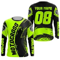 Personalized Green Off-road Motorcycle Sports Shirt UPF30 Extreme MX Shirt Long Sleeved Casual Quick Drying Breathable Top 2