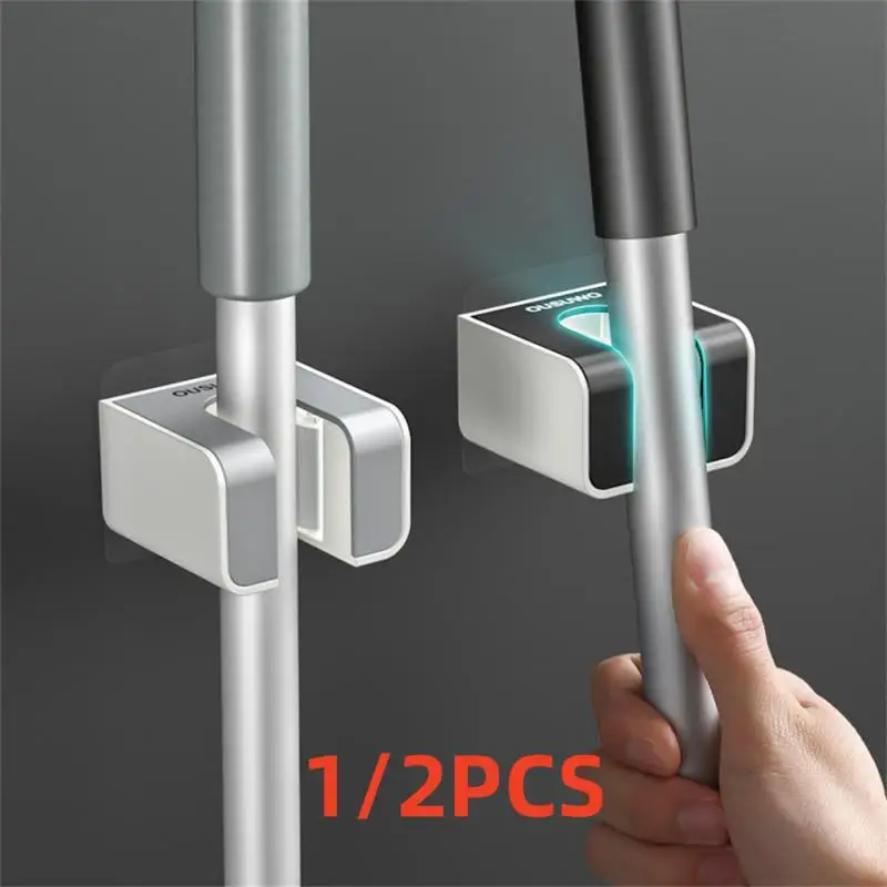 

1/2PCS Wall Mounted Mop Holder Bathroom Accessories No Punching Multi-Purpose Kitchen Strong Mop Hanger Broom Holder Mop Racks