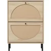 Rattan Shoe Cabinet with Flip Drawers, Narrow Hidden Entrance Hallway Free Standing Shoe Rack for Heels, Slippers 1