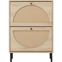 Rattan Shoe Cabinet with Flip Drawers, Narrow Hidden Entrance Hallway Free Standing Shoe Rack for Heels, Slippers 1
