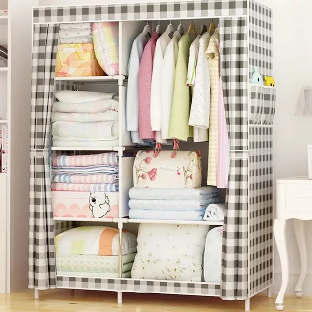 Non woven cloth wardrobe folding portable clothing storage cabinet dustproof cloth closet simple