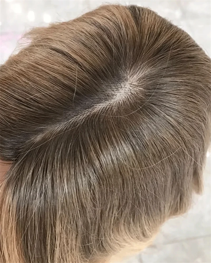 Straight Wig Synthetic 5% Human Hair Mixed Lace Frontal Wig Natural Women Short Bob Lace Side Part Glueless Pre plucked