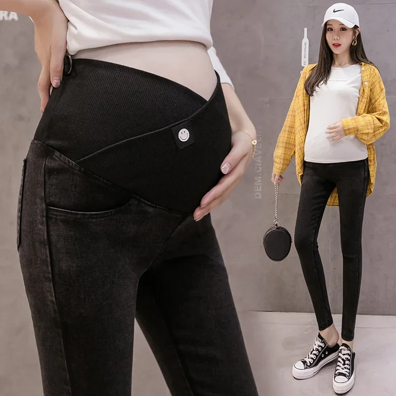 Low Waist Women Maternity Jeans Clothes for Pregnant  Elastic Thin Pencil Feet Pregnancy Pants  Denim Skinny Trousers