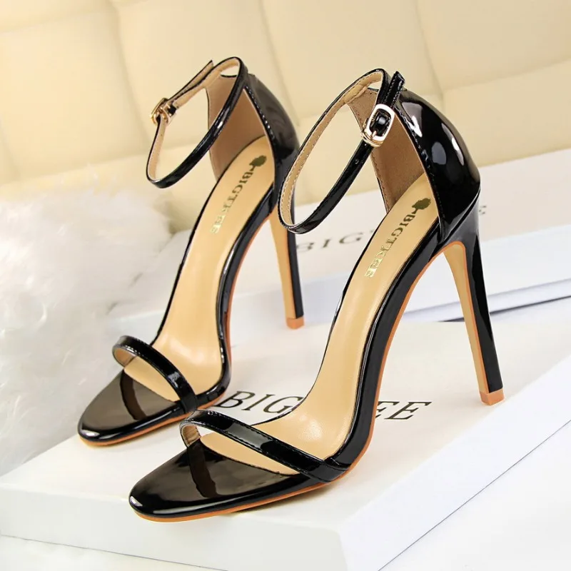 Summer Sexy Women High Heels Sandals Party Round Head Belt Buckle Buckle Viscose Shoes 11CM Heel Woman Dress Sandals Shoes Women High Heels Platform High Heels Sandals Ankle Buckle Sandals
